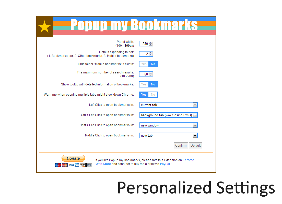 Popup my Bookmarks插件，Chrome浏览器书签管理