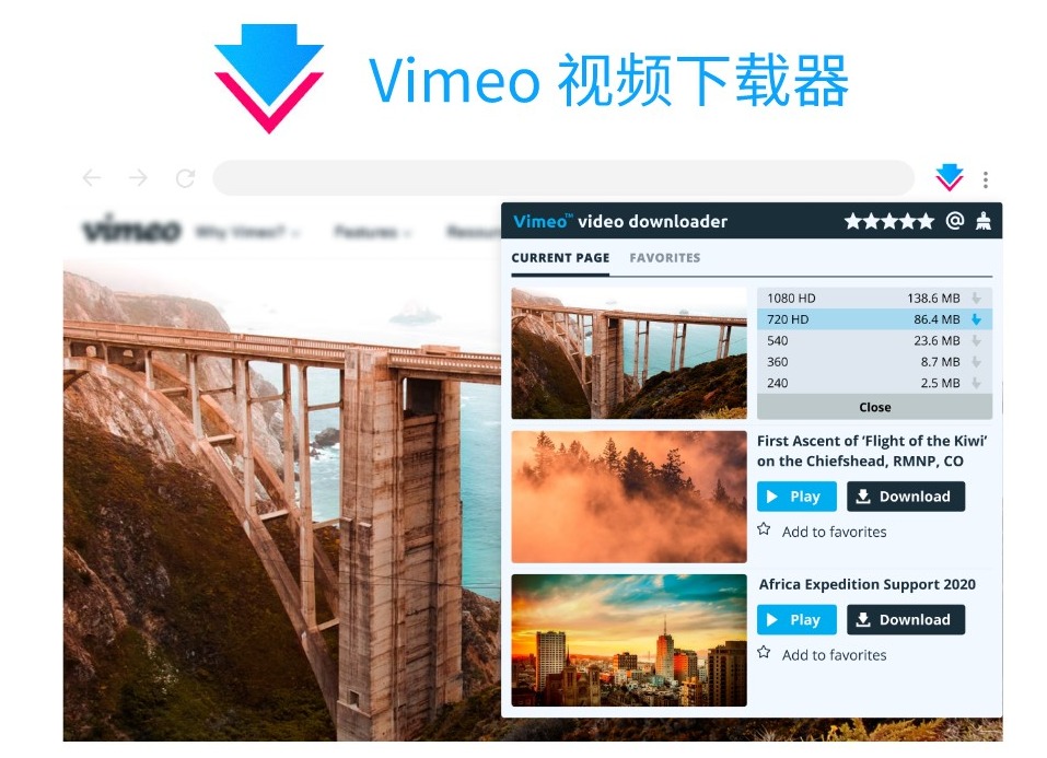Vimeo 视频下载器插件，在线高清视频免费下载