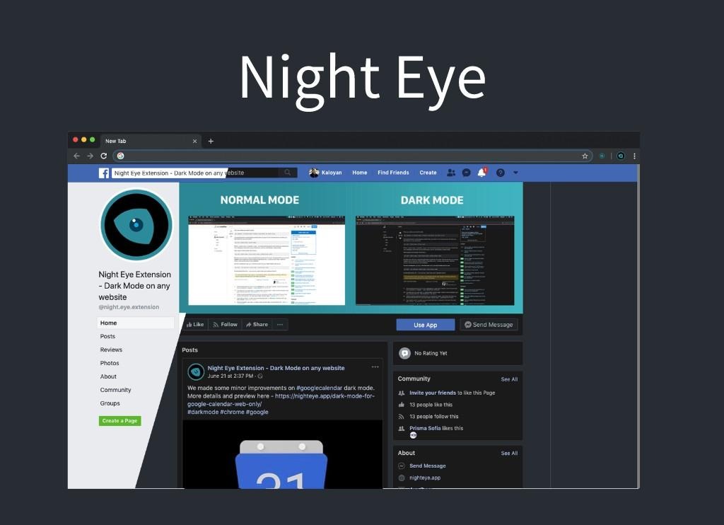 Night Eye插件，一键快速开启网页黑暗模式