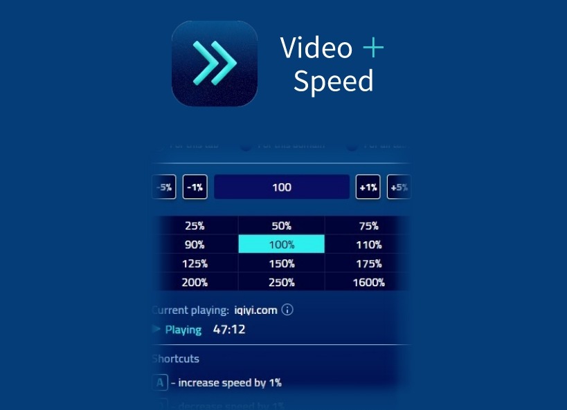 Video Speed Plus插件，网页视频加速播放器