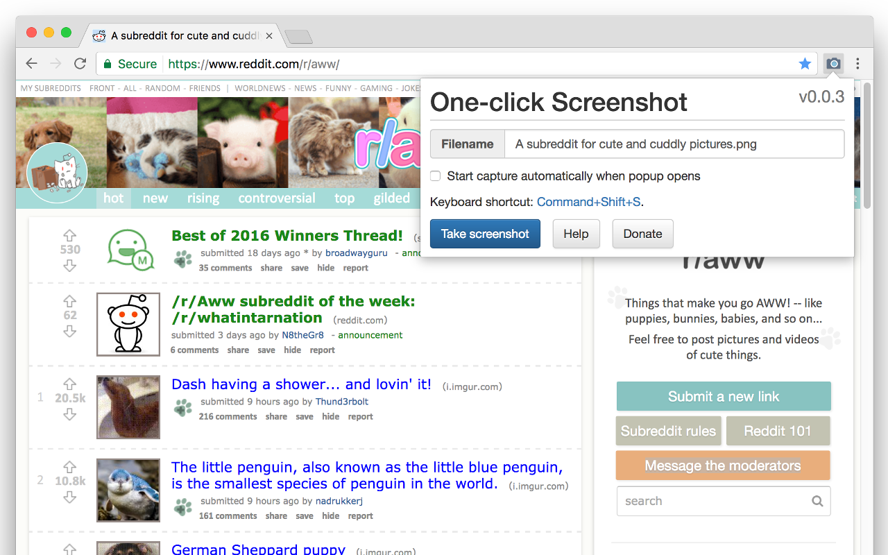 One-click Screenshot 插件使用教程