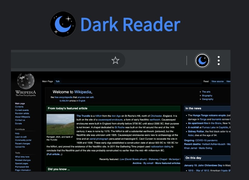 Dark Reader插件，网页暗黑模式转换工具
