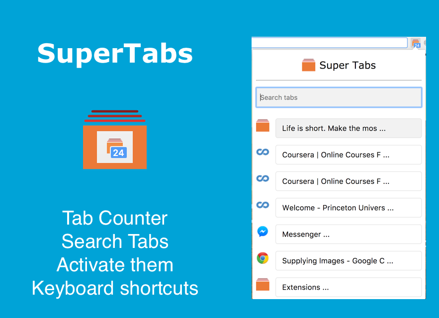 SuperTabs插件，Chrome浏览器标签页快速管理工具