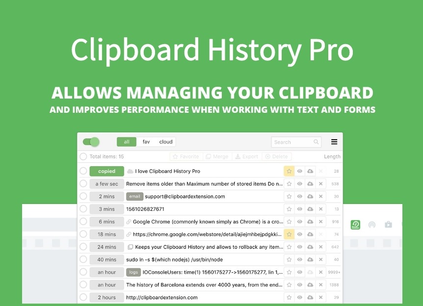 Clipboard History Pro插件，浏览器剪贴板管理器