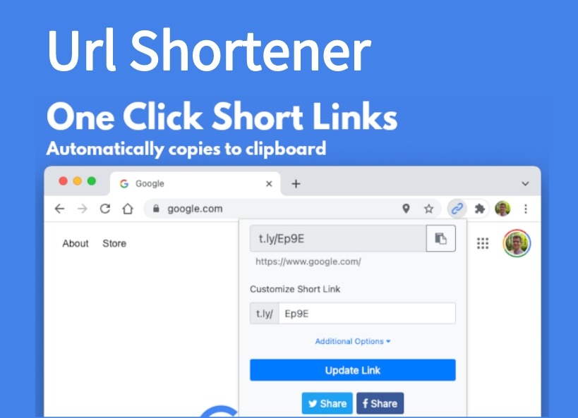 Url Shortener插件，Chrome浏览器快捷短链接生成器