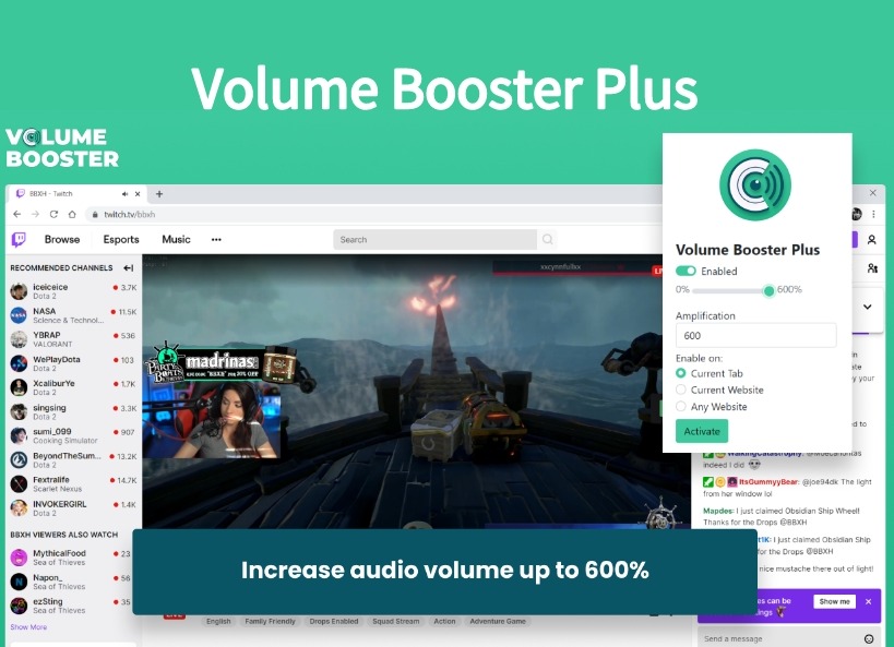 Volume Booster Plus插件，网页音量增强放大器